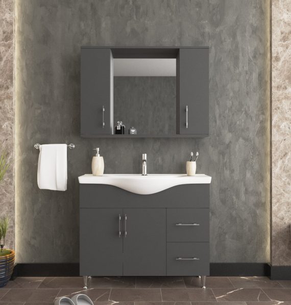 BASIC BAHTROOM CABINET 100 CM ANTHRACITE