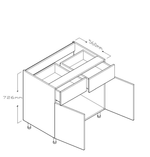 ECO BASE CABINET TWO DRAWERS TWO DOORS