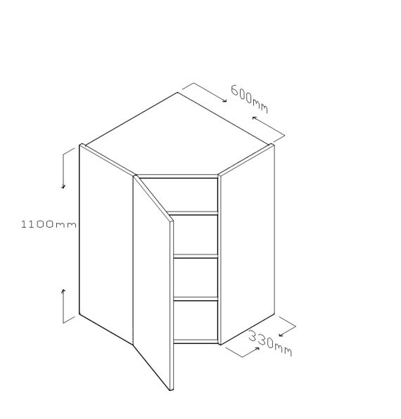 ECO 110CM DIAGONAL CORNER WALL CABINET