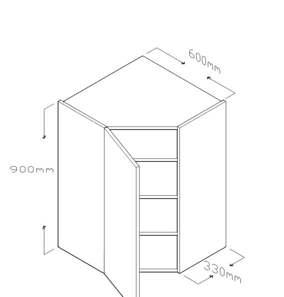 90 CM DIAGONAL CORNER WALL CABINET