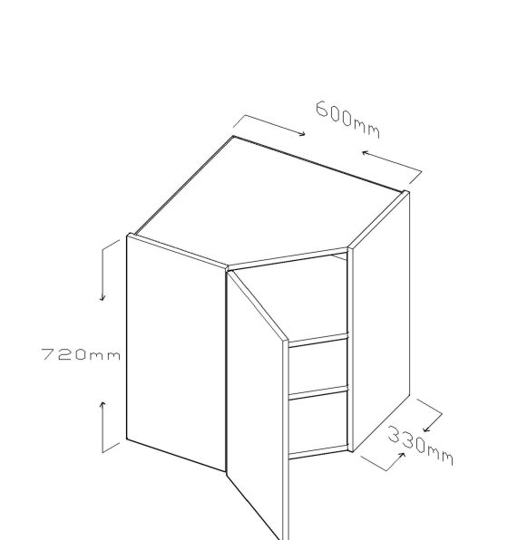 72 CM DIAGONAL CORNER WALL CABINET