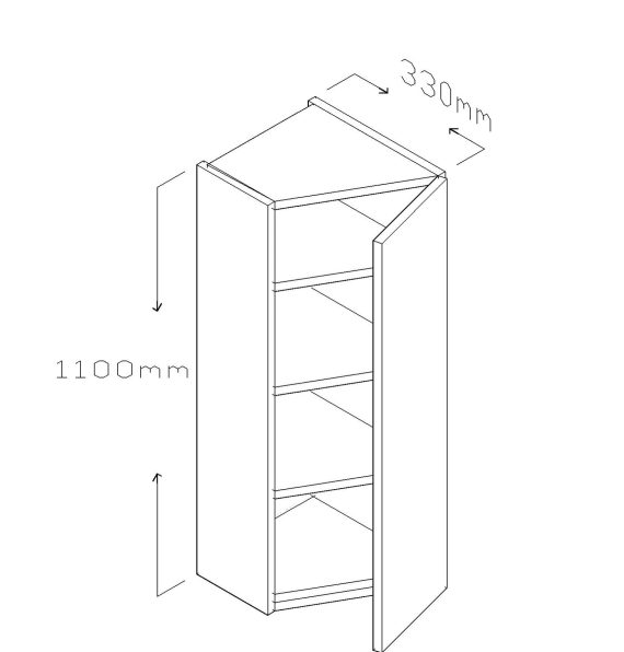 110 CM ANGLED END CORNER WALL CABINET