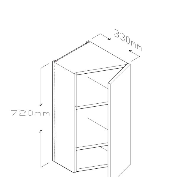 72 CM ANGLED END CORNER WALL CABINET