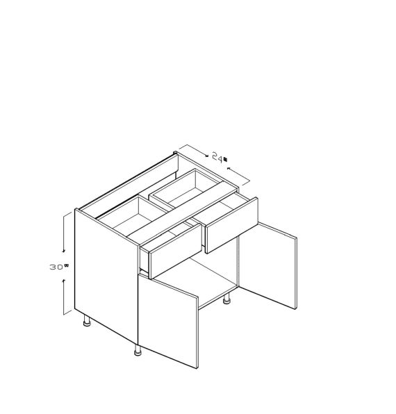 BASE CABINET TWO DRAWERS TWO DOORS