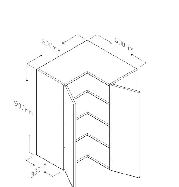 90 CM L CORNER WALL CABINET