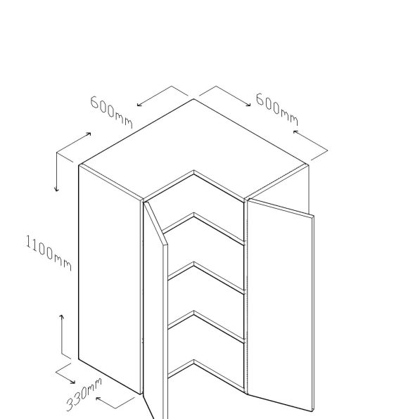 110 CM L CORNER WALL CABINET