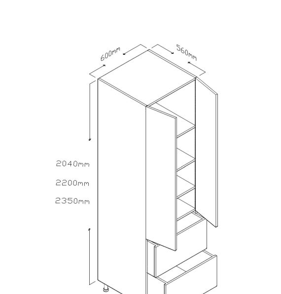 ECO 204 CM TALL CABINET TWO DOORS TWO DRAWERS