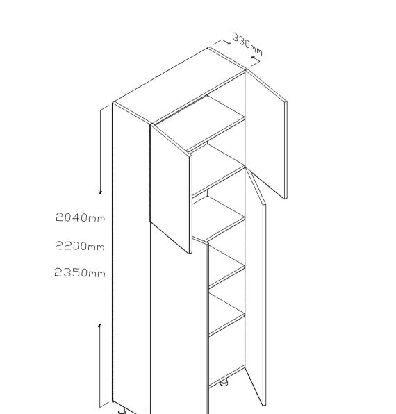 204 CM NARROW TALL CABINET DOUBLE DOORS